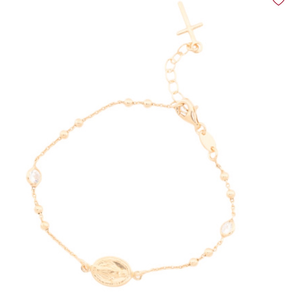 MIA FIORE 18k Gold Plated Rosary Bracelet Medallion Cross Made in Italy NIB $85